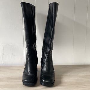 Block heel 90’s black leather boot